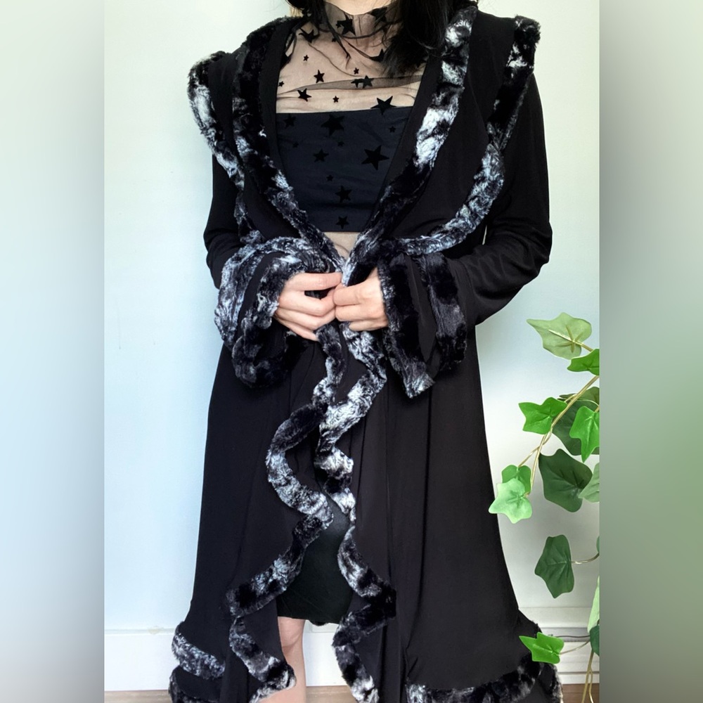 Vintage Joseph Ribkoff black draped ruffled duster - Picture 3 of 10